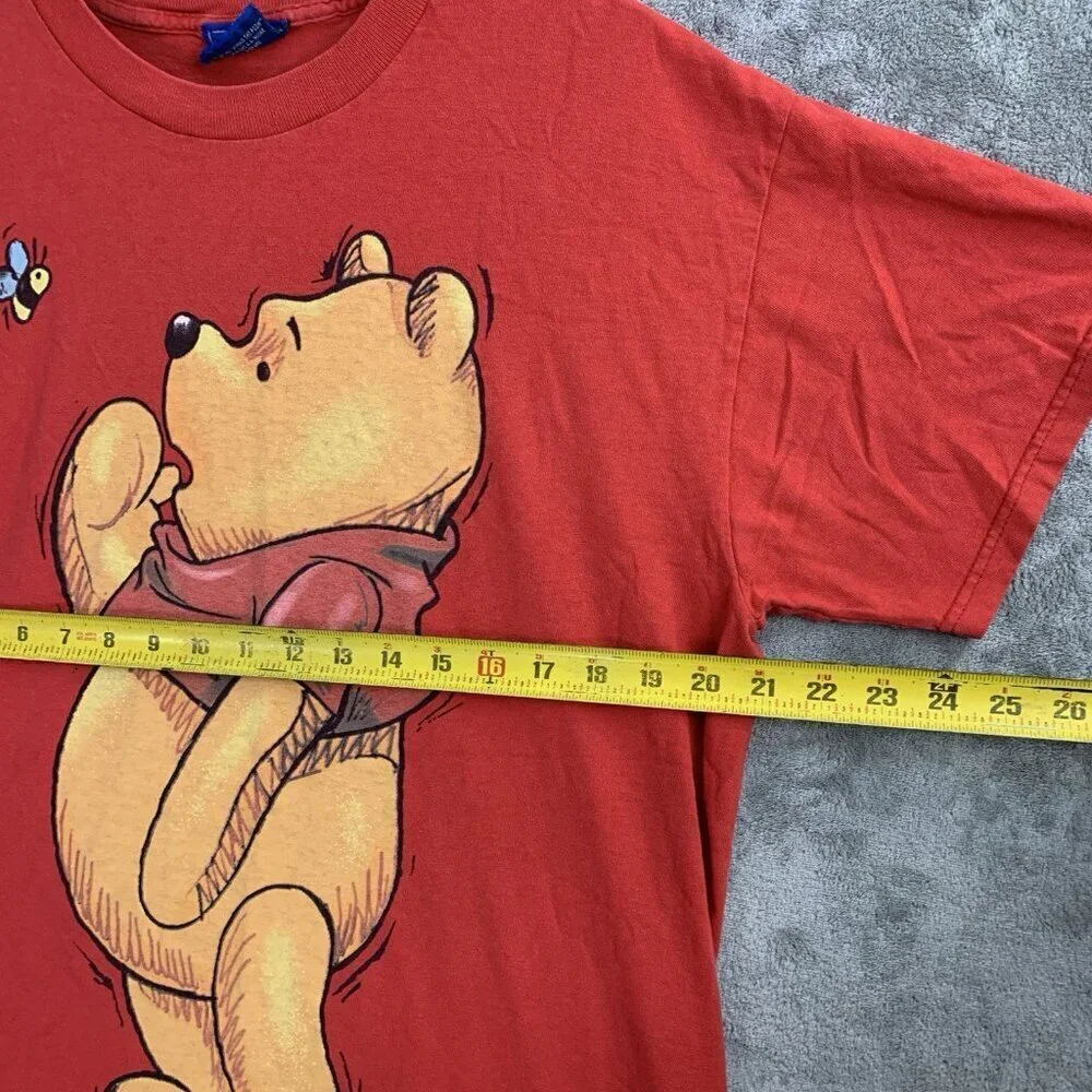 Vintage Disney Shirt Mens Medium Winnie The Pooh Red Jerry Leigh Tee Bee Cartoon - Picture 3 of 10